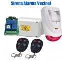 Alarma Vecinal Sirena Exterior Luz 2 controles remotos Expan