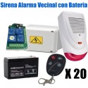 Alarma Vecinal Sirena Ext Luz 20 controles Bateria Cargador