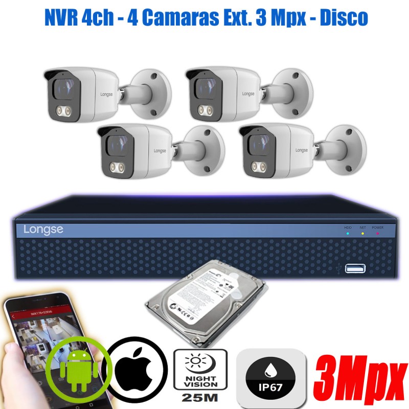 Kit Video Vigilancia 4 Cámaras Hd 720 Con Monitor 16'' 1tb